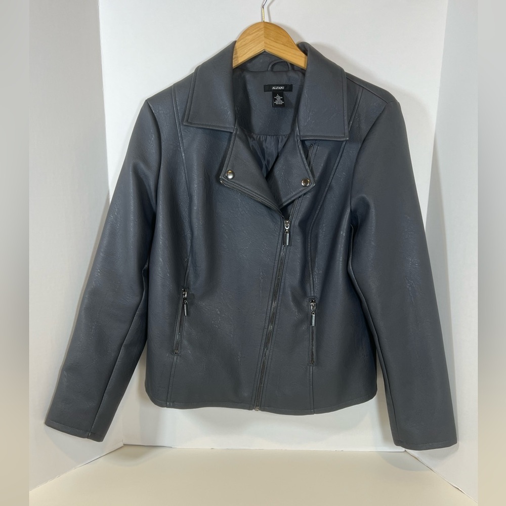 Alfani Gray Pleather Moto Jacket